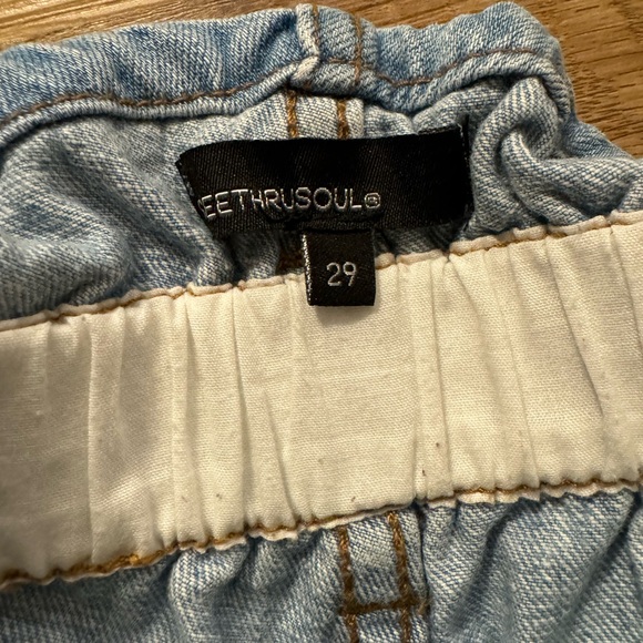 Free People tank top and Seethrusoul paper bag denim shorts - Picture 5 of 6